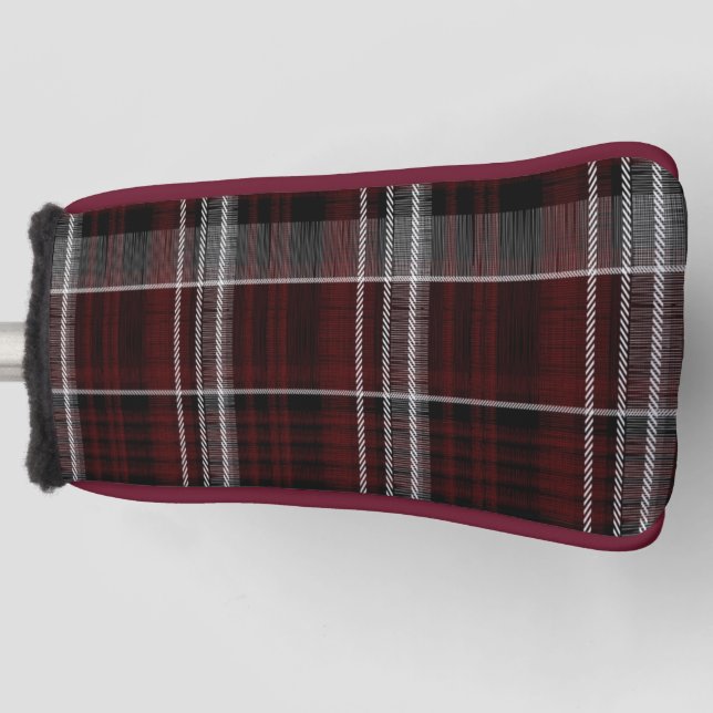 Scotland Tartan Burgundy Grey Celtic Plaid Golf Head Cover (Front)