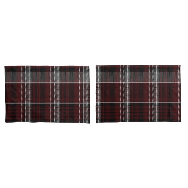 Scotland Tartan Burgundy Grey Celtic Plaid Pillow Case (Front-Set)