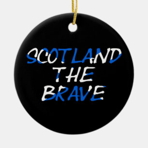 Scotland The Brave on Scottish Flag orncnt Ceramic Ornament