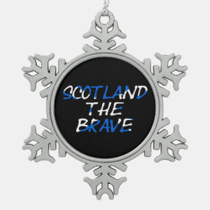 Scotland The Brave on Scottish Flag orncnt Snowflake Pewter Christmas Ornament