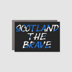 Scotland The Brave overlaid on Scottish Flag cmcnt Car Magnet