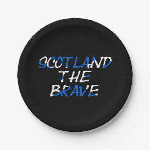 Scotland The Brave overlaid on Scottish Flag ppcnt Paper Plates