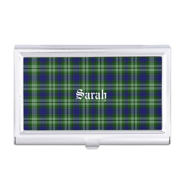 Scotland Tweedside District Tartan Personalized Business Card Case (Front)