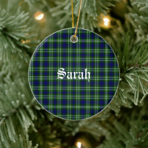 Scotland Tweedside District Tartan Personalized Ceramic Ornament