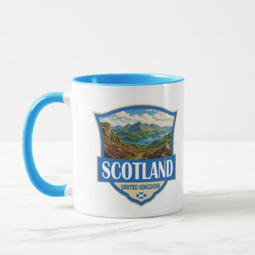 Scotland United Kingdom Illustration Retro Badge Mug