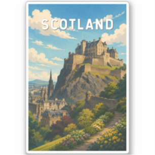 Scotland United Kingdom Illustration Travel Art Sticker