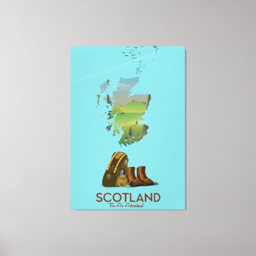 Scotland vintage hiking travel map poster canvas print