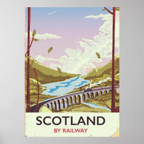Scotland Vintage locomotive travel poster