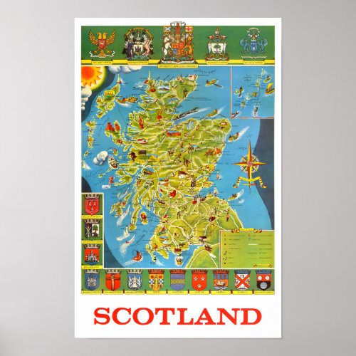 Scotland vintage travel Poster