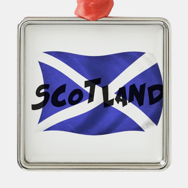 Scotland Wavy Flag Metal Ornament (Front)