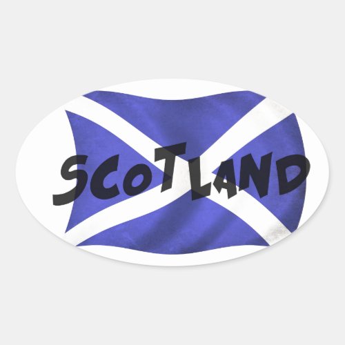Scotland Wavy Flag Oval Sticker