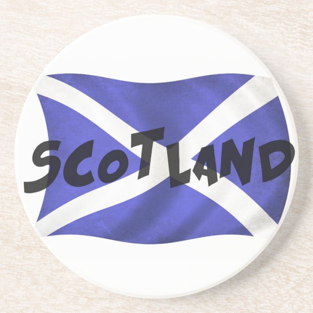 Scotland Wavy Flag Sandstone Coaster (Front)