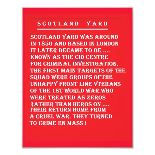 Scotland Yard the history of it London England Photo Print (Front)