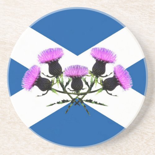 Scotlands flower thistle sandstone coaster
