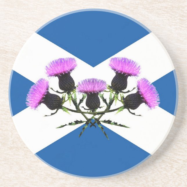 Scotland's flower, thistle sandstone coaster (Front)
