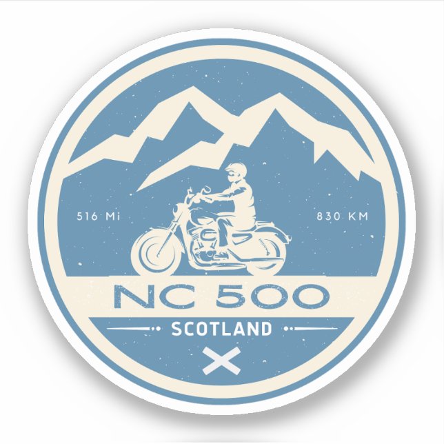 Scotland's North Coast 500 motorcycle touring Sticker (Front)