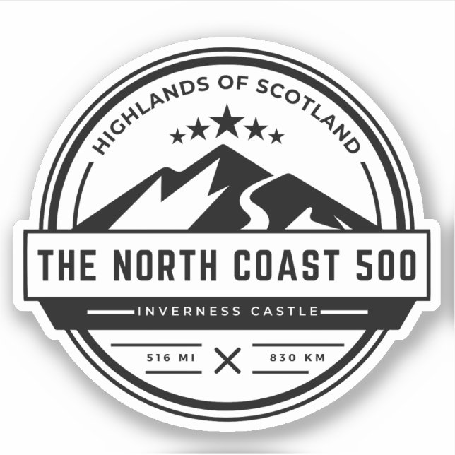 Scotland's North Coast 500 scenic route highlands Sticker (Front)