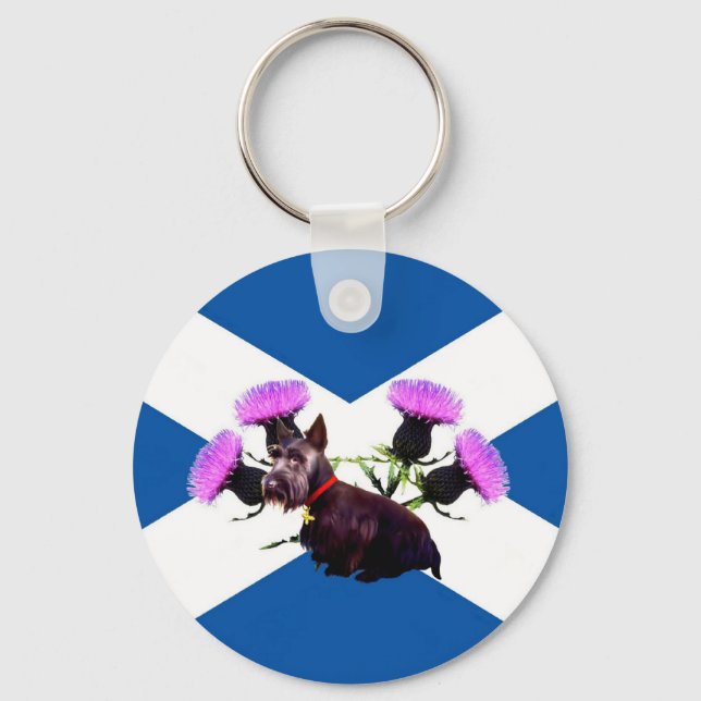 Scotland's Scottish terrier, thistle Keychain (Front)