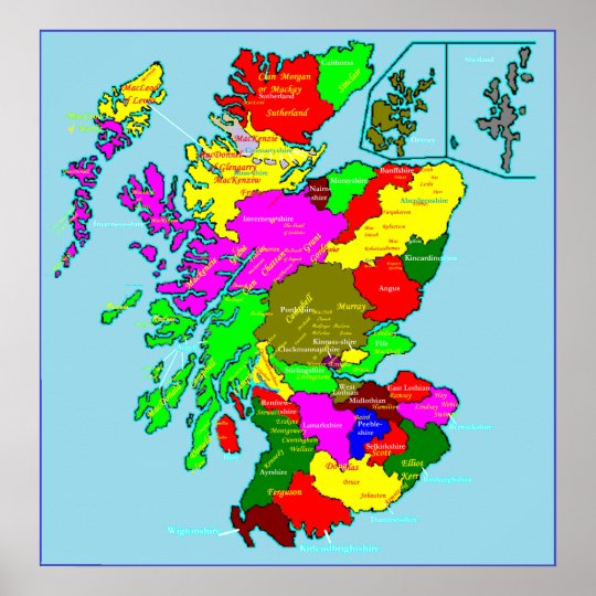 Scotland's Shires And Clans Poster 