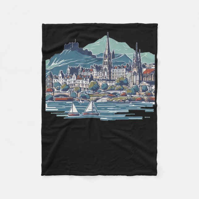 Scotland's Stunning 3d Sketch Isle Of Skye  Fleece Blanket (Front)