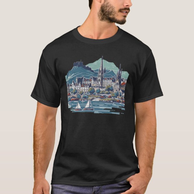 Scotland's Stunning 3d Sketch Isle Of Skye  T-Shirt (Front)