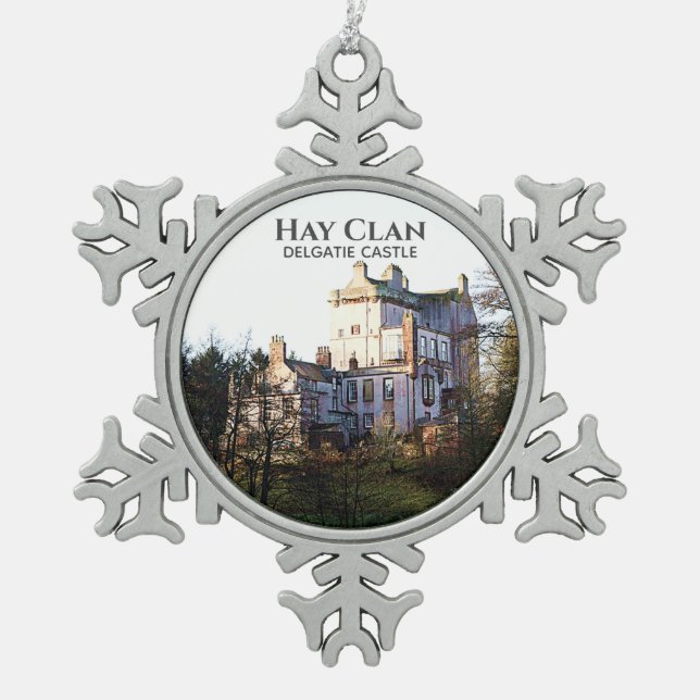 Scots Hay Clan  Castle Snowflake Pewter Ornament (Front)