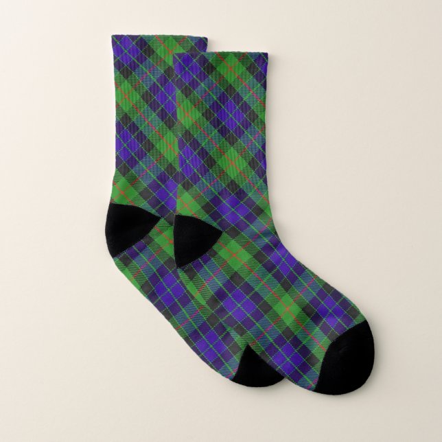Scots Style Clan Gunn Tartan Plaid Socks (Pair)