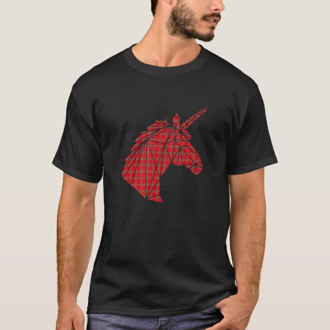 Scotsman Scotland Unicorn Plaid Tartan Day Scottis T-Shirt (Front)