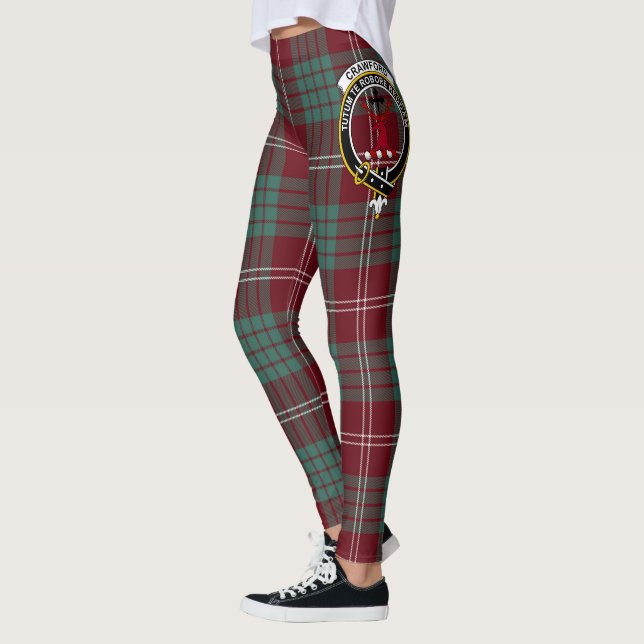 Scotstee Clan Crawford Crest Tartan Women Leggings (Left)