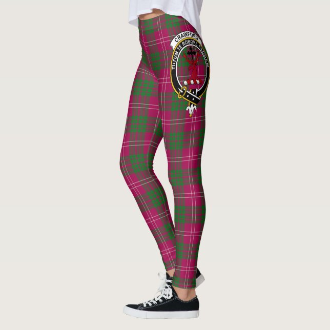 Scotstee Clan Crawford Modern Crest Tartan Women  Leggings (Left)