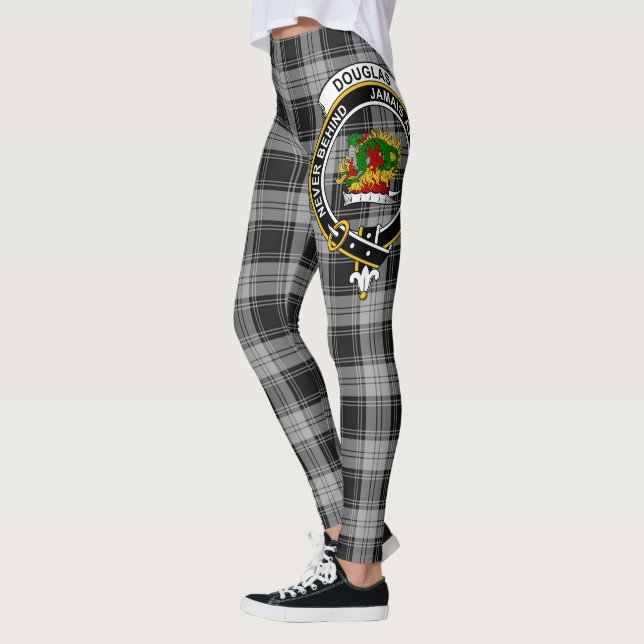 Scotstee Clan Douglas Grey Crest Tartan Women Leggings (Left)