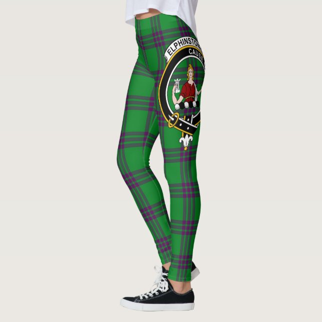 Scotstee Clan Elphinstone Hunting Crest Tartan Leggings (Left)