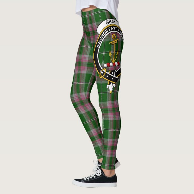 Scotstee Clan Gray Crest Tartan Women Leggings (Left)