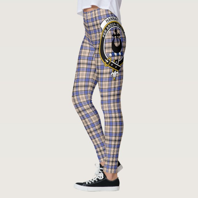 Scotstee Clan Hannay Grey Crest Tartan Women Leggings (Left)