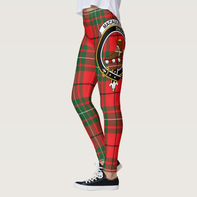 Scotstee Clan MacAuley Crest Tartan Women Leggings (Left)