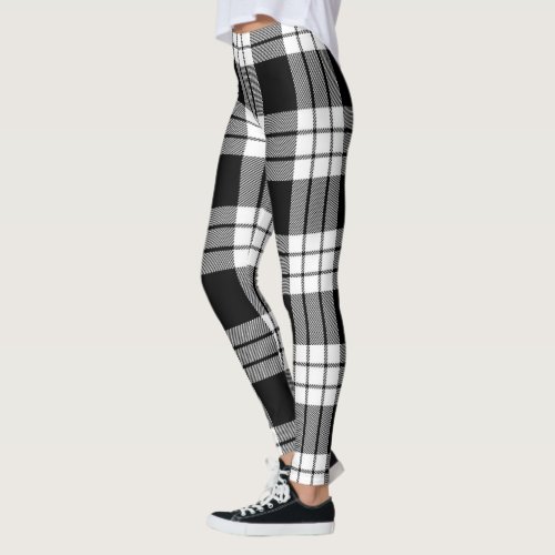 Scotstee Clan MacFarlane Black  White Tartan Wome Leggings