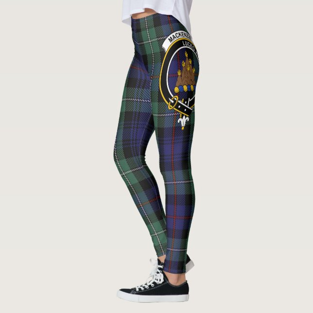 Scotstee Clan MacKenzie Modern Blue Crest Tartan Leggings (Left)