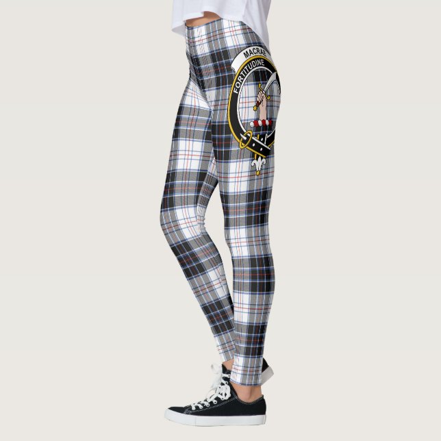 Scotstee Clan MacRae Dress Modern Crest Tartan Leggings (Left)