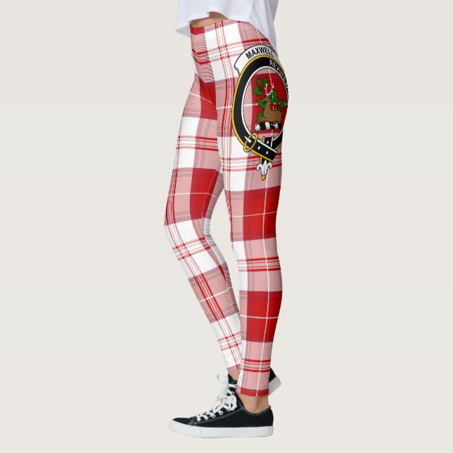 Scotstee Clan Maxwell Plaid Crest Tartan Women Leggings (Left)