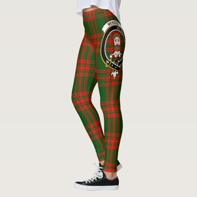 Scotstee Clan Menzies Crest Tartan Women Leggings (Left)