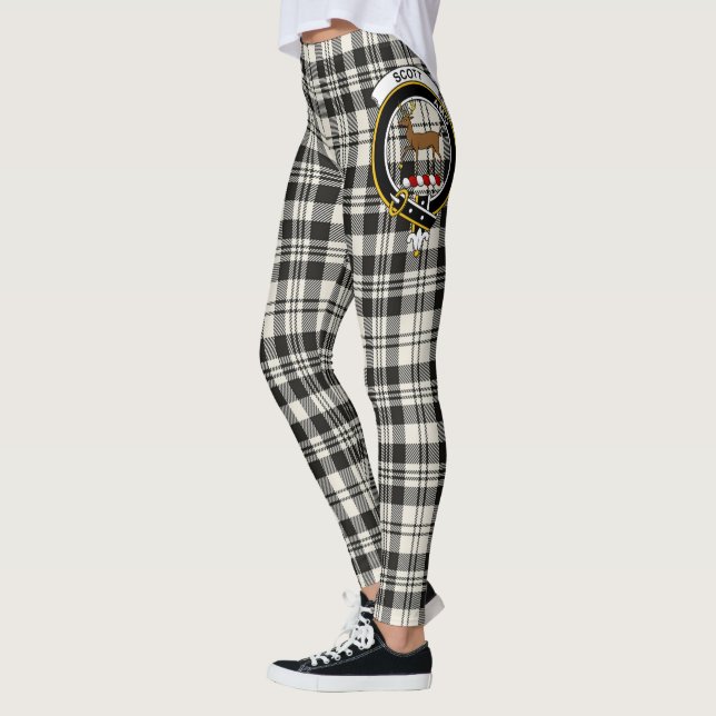 Scotstee Clan Scott Black White Ancient Crest Leggings (Left)