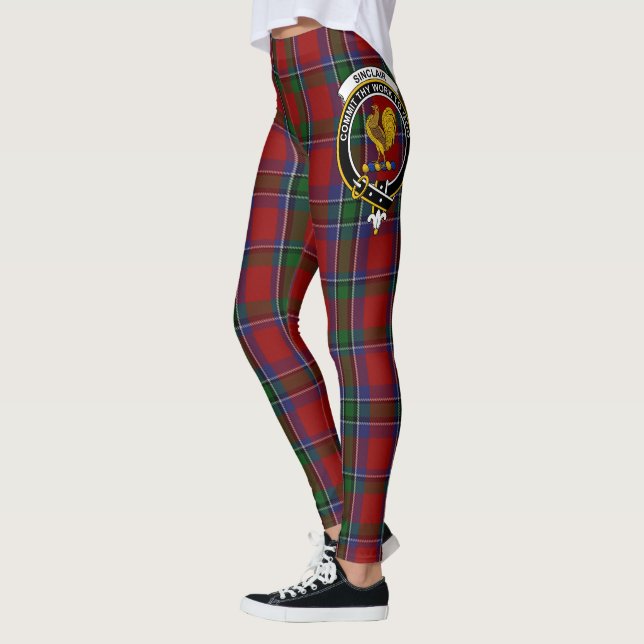Scotstee Clan Sinclair Crest Tartan Women Leggings (Left)