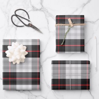 Scott Black White Modern Scottish Tartan 