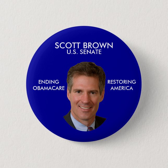 Scott Brown Anti Obama Political Button (Front)