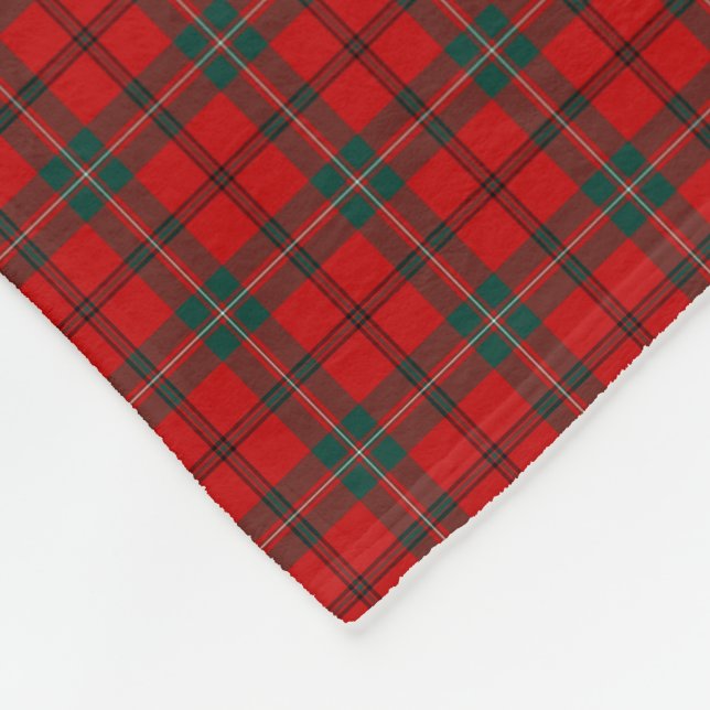 Scott Clan Red and Forest Green Tartan Fleece Blanket (Corner)