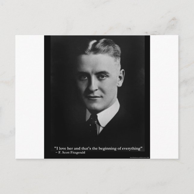 Scott Fitzgerald "Love/Beginning" Quote Gifts Etc Postcard (Front)