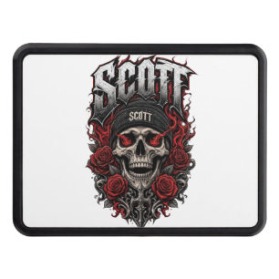 Scott Gothic Skull Personalized Name Design Hitch Cover