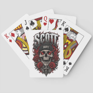Scott Gothic Skull Personalized Name Design Poker Cards