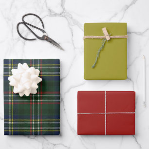 Scott Green Modern Scottish Tartan Wrapping Paper Sheets