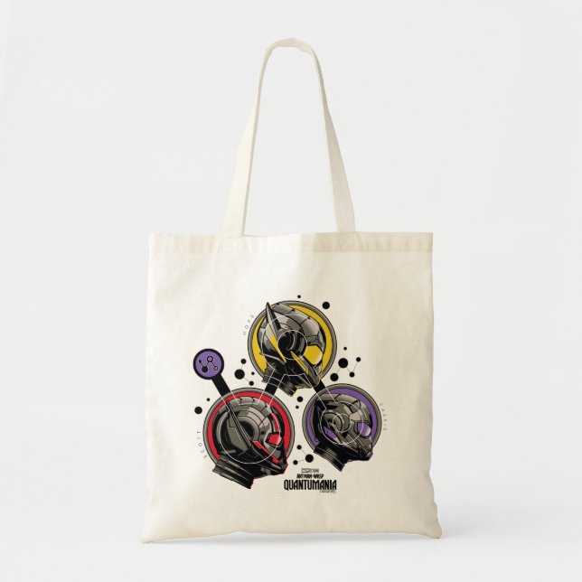 Scott, Hope, & Cassie Pym Particle Helmet Graphic Tote Bag (Front)
